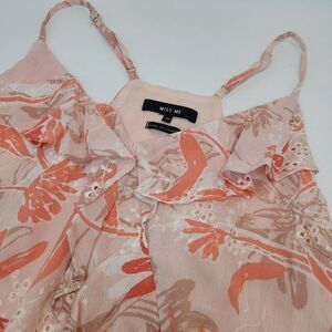 Miss Me Women Tank Top M Floral Ruffle Boho Eyelet Lined Ruffle‎ Crepe Fairycore